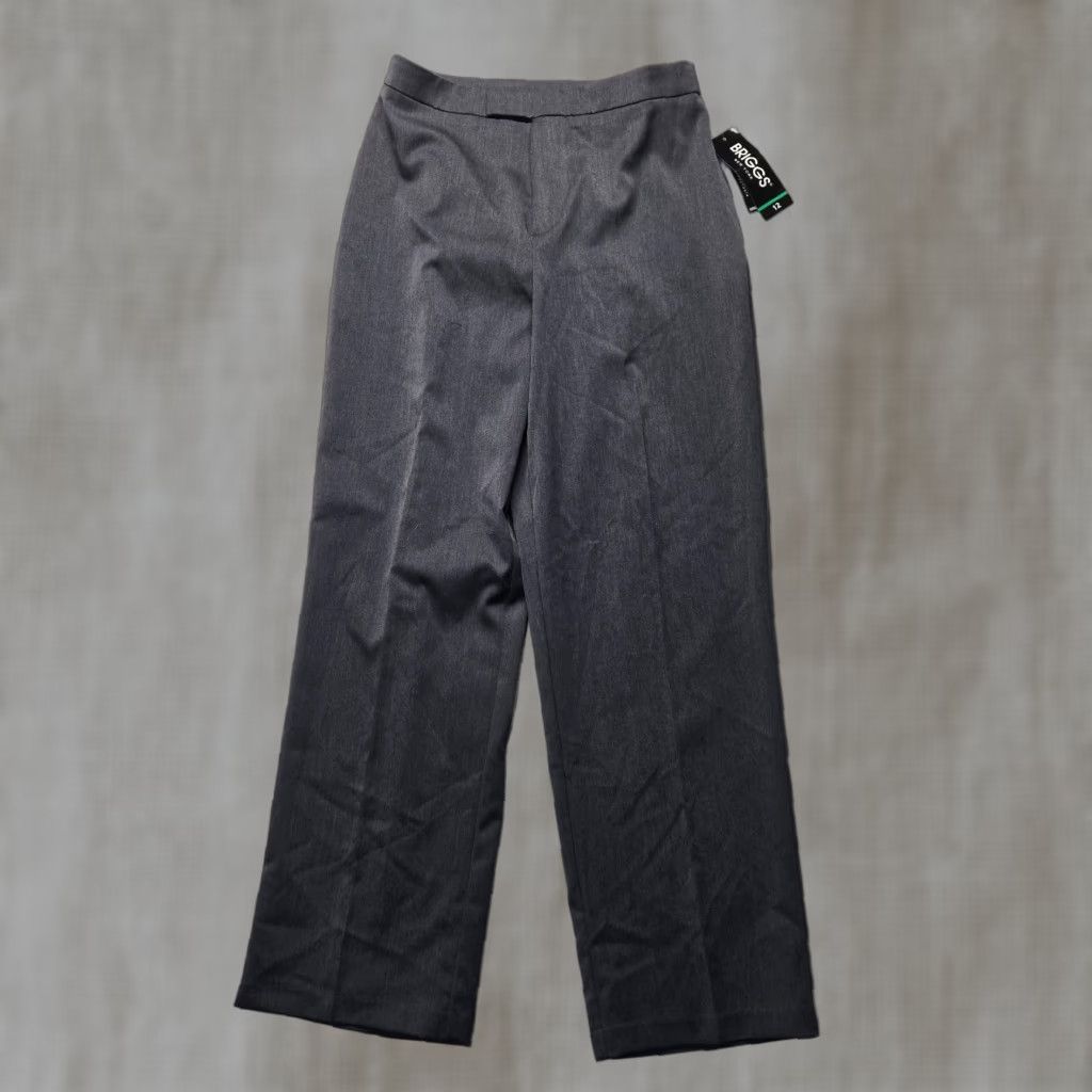 Vintage BRIGGS NEW YORK Pants Women Wide Leg Gray Stretch Flat Front High Waist Slacks 12 Size 34" / US 12 / IT 48 - 1 Thumbnail