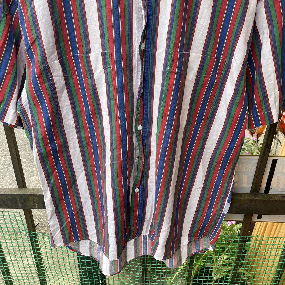 Japanese Brand × Vintage 🔥🇯🇵Generra Double Pocket Striped Multicolour Buttons Up Shirt Size US L / EU 52-54 / 3 - 4 Thumbnail