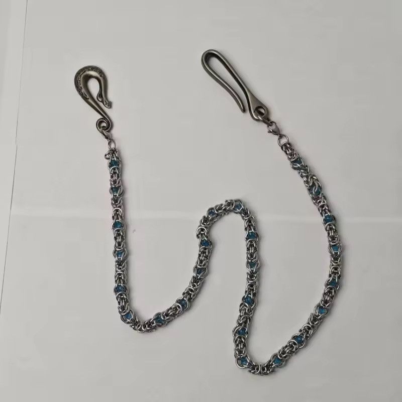 Jean Snake Bone Clamp Blue Beads Pants Chain Size ONE SIZE - 5 Thumbnail