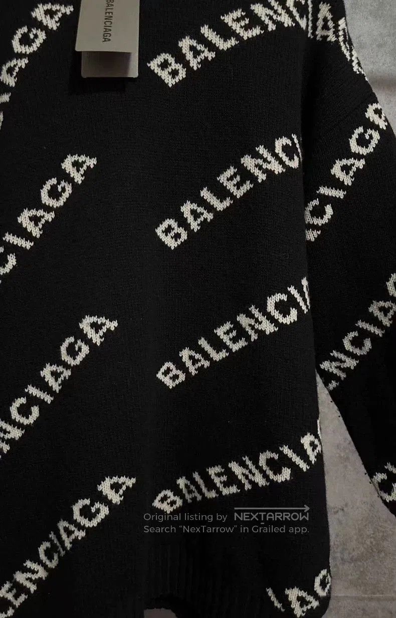 Balenciaga Balenciaga Logo Knit Jacquard Black Sweater. Size US S / EU 44-46 / 1 - 3 Thumbnail