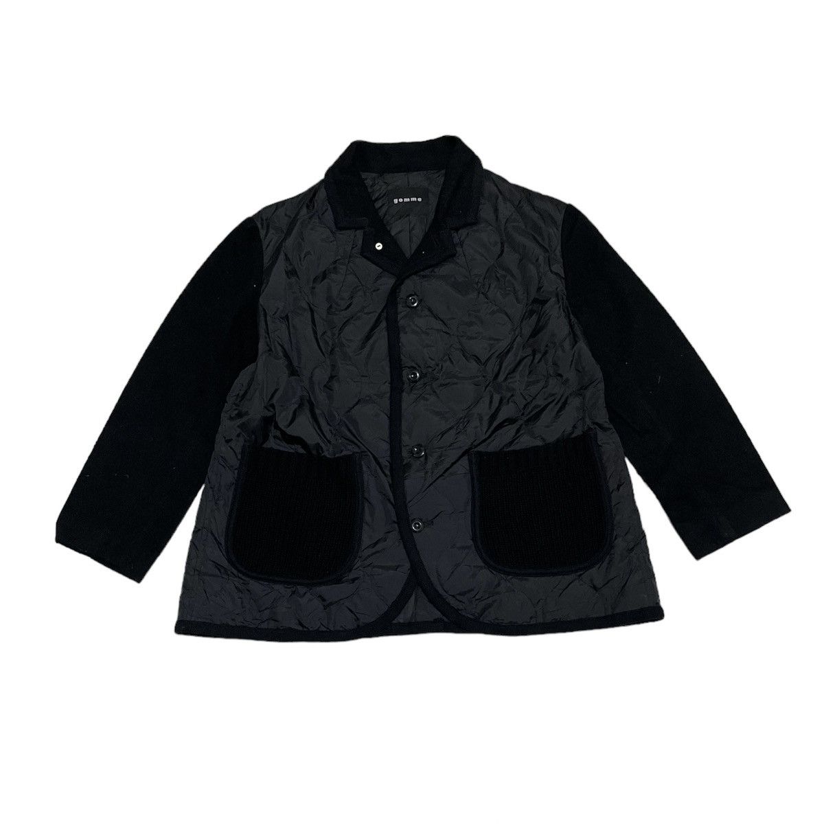 image of Gomme Homme x Yohji Yamamoto Gomme Quilted Mix Wool Jacket in Black, Men's (Size Medium)