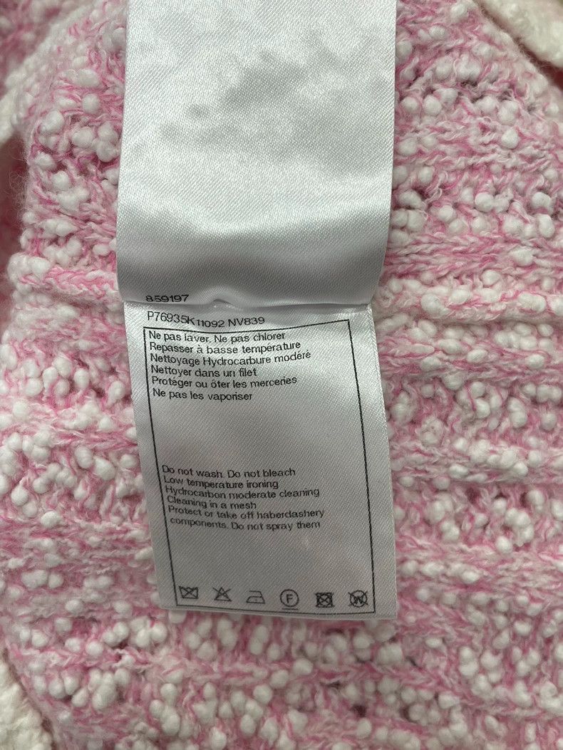 Chanel 24P pink and white color-blocked knitted sweater