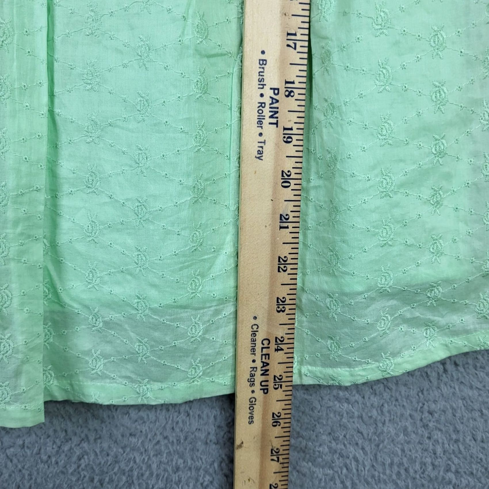 Vintage Harold's Women's Green Cotton A-Line Skirt Size 6 Knee Length Lined Dressy Casual Beltless Style 70s? Size 28" / US 6 / IT 42 - 3 Thumbnail