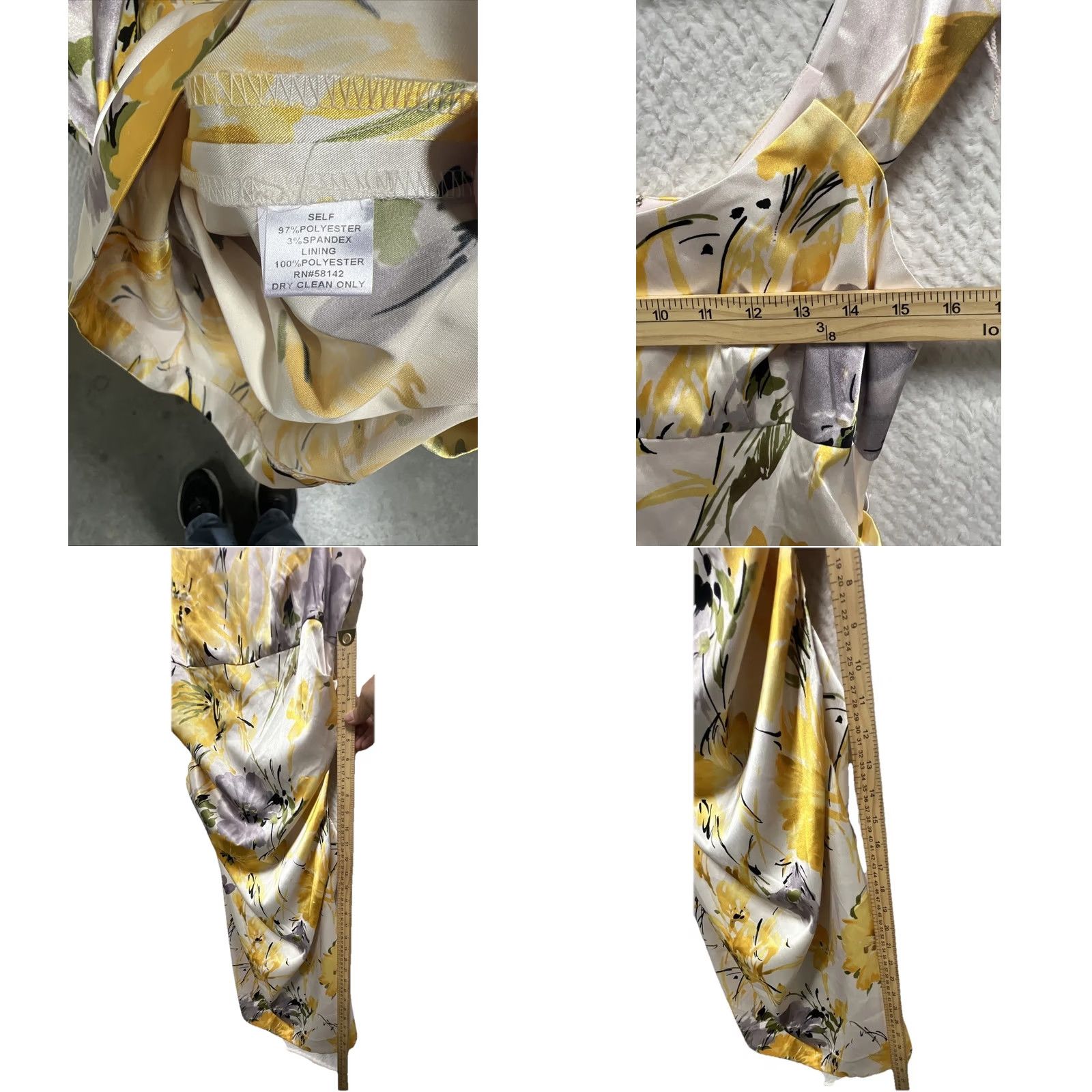 Vintage VINTAGE? No — London Times Yellow Floral Dress Sleeveless Satin Sheath Cocktail Wedding Guest Dress 10 Womens Size L / US 10 / IT 46 - 9 Thumbnail