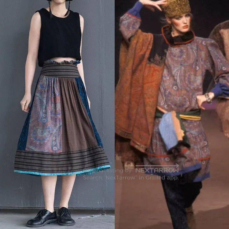 Kenzo KENZO 1981 Vintage Blue Midi Skirt. Size US 26 / EU 42 - 1 Thumbnail