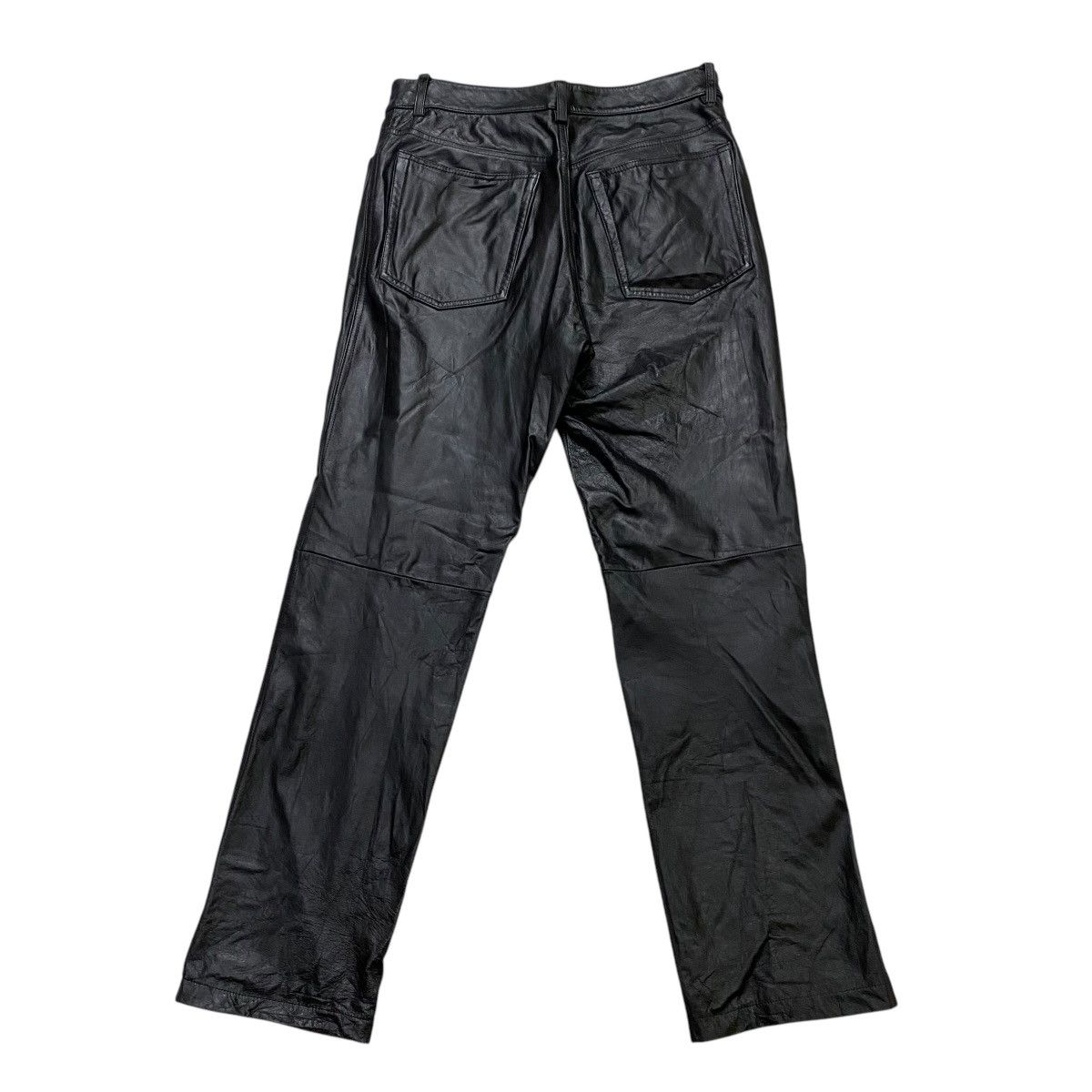 If Six Was Nine × Japanese Brand × Le Grande Bleu (L.G.B.) 🇯🇵 TAKAIQ. COM STRIPED LEATHER POCKET FLARE DENIM PANTS Size US 31 - 3 Thumbnail