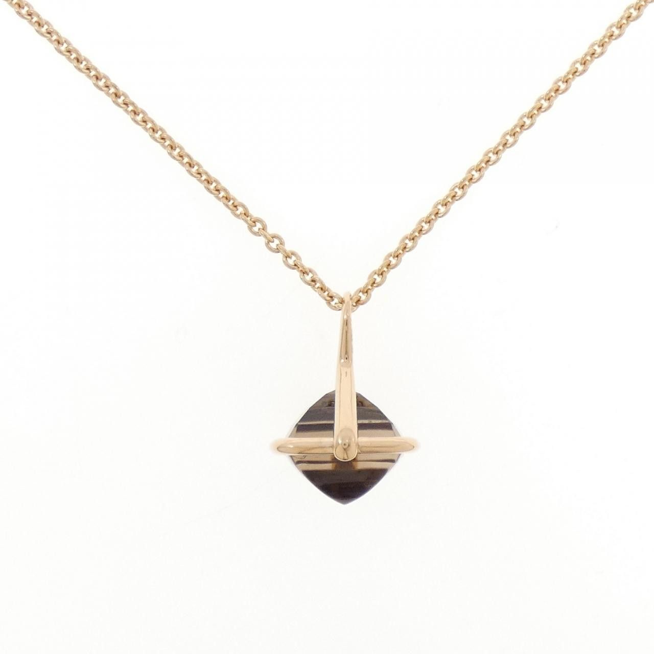 Hermes Hermès Smoky Quartz Au750 Necklace 40cm Crocodile skin Necklace DUTY FREE for USA