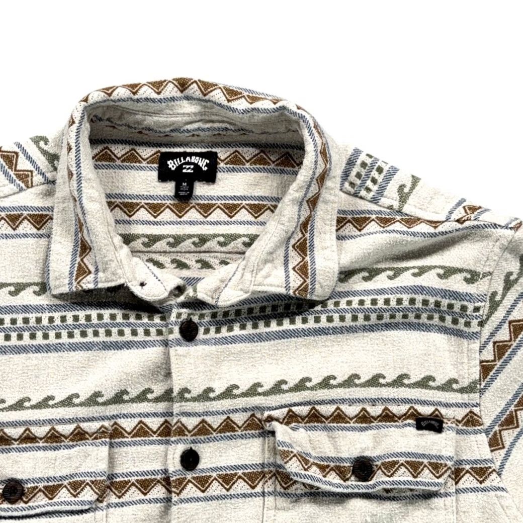 Billabong Billabong Shirt Adult MEDIUM White Striped Flannel Geometric Surf Size US M / EU 48-50 / 2 - 2 Thumbnail