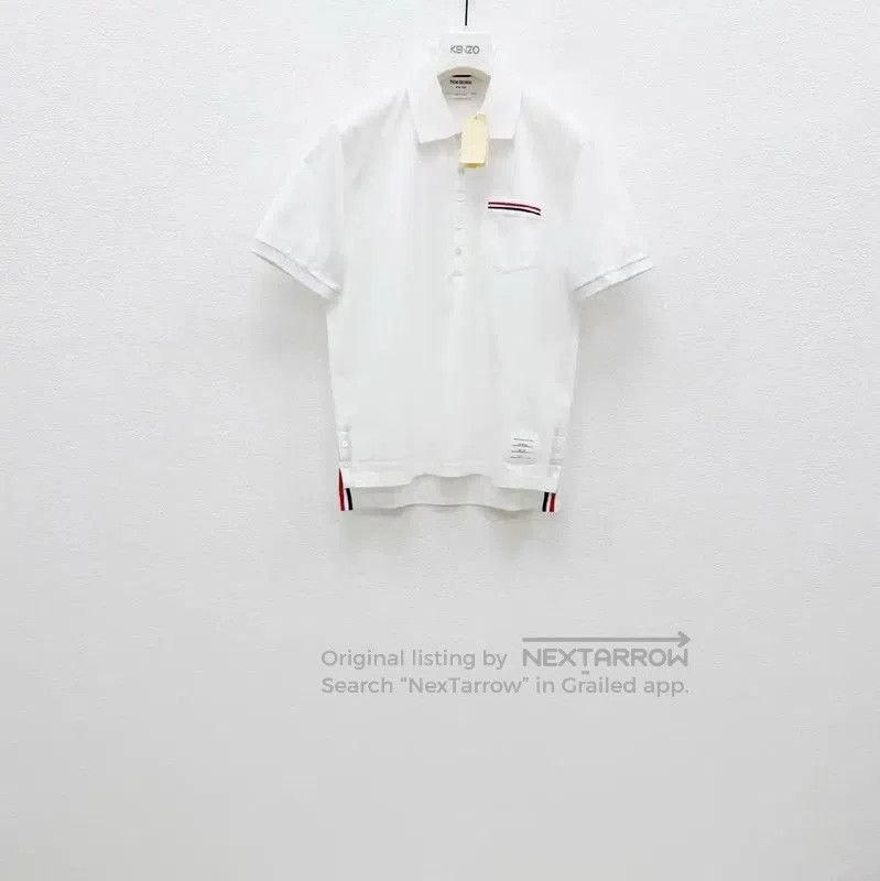 Thom Browne Thom Browne White Short Sleeve Polo Shirt . Size US L / EU 52-54 / 3 - 1 Thumbnail
