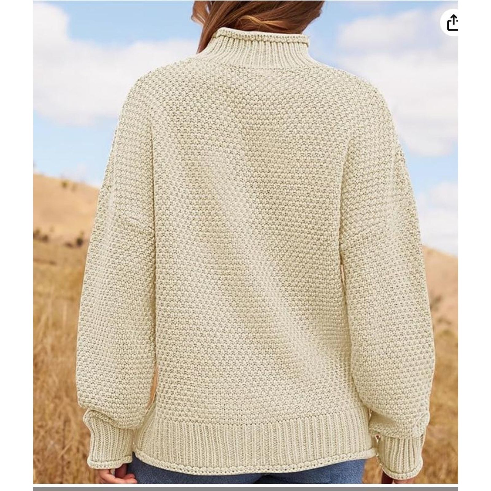 The Unbranded Brand Turtleneck Batwing Sleeve Oversized Knitted PulloverLARGE Size ONE SIZE - 4 Thumbnail