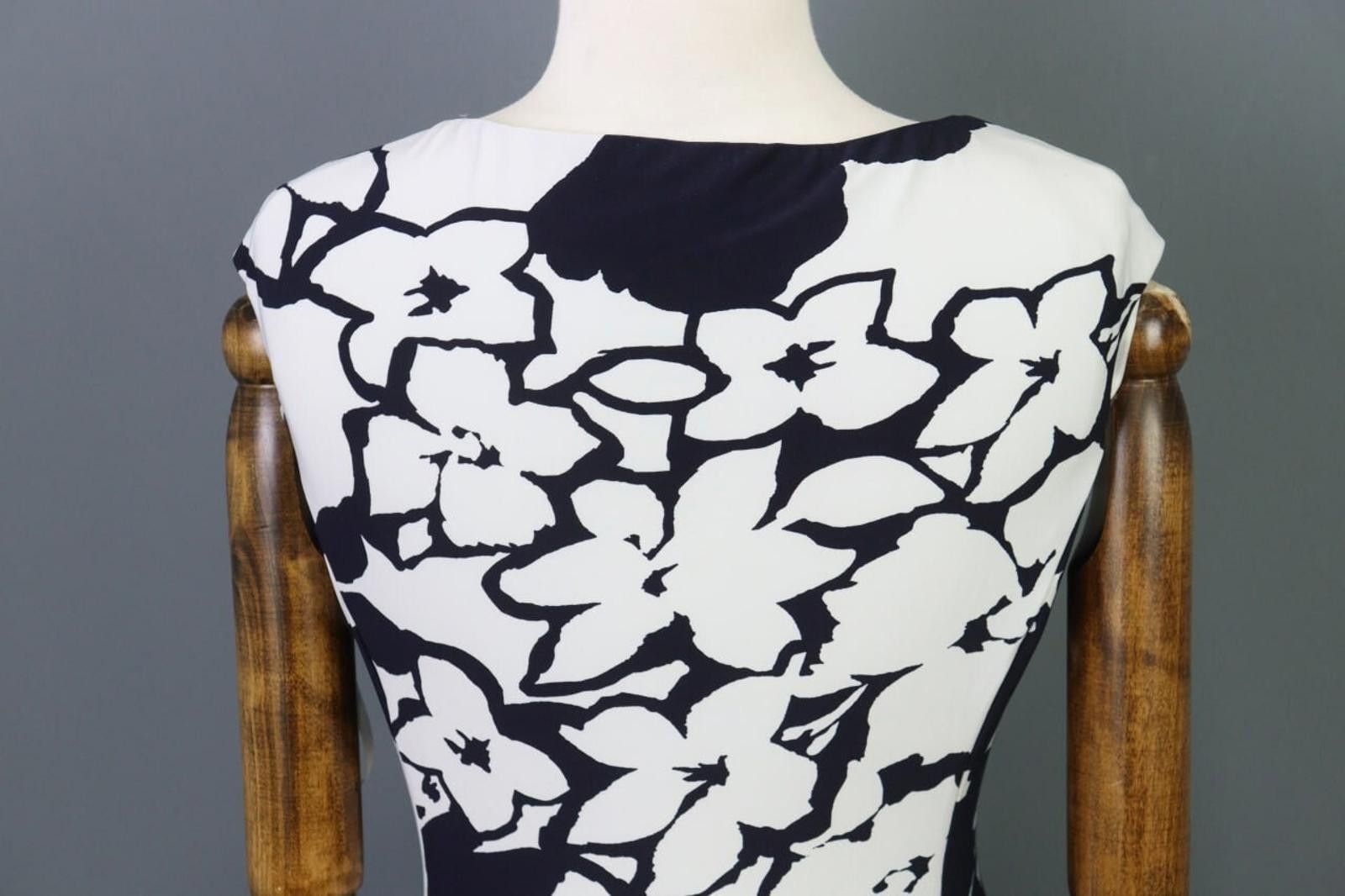 Polo Ralph Lauren Lauren Ralph Lauren White/Black Floral Business Dress Size 6 Size M / US 6-8 / IT 42-44 - 12 Thumbnail
