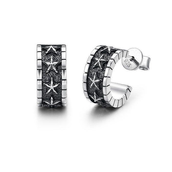 Jewelry Star Hip-hop Earrings One Pairs Chrome Jewelry Size ONE SIZE - 5 Thumbnail