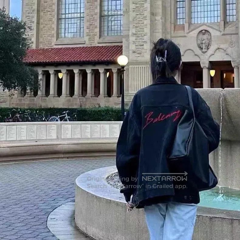 Balenciaga Balenciaga Black Denim Jacket Red Logo. Size US M / EU 48-50 / 2 - 7 Thumbnail