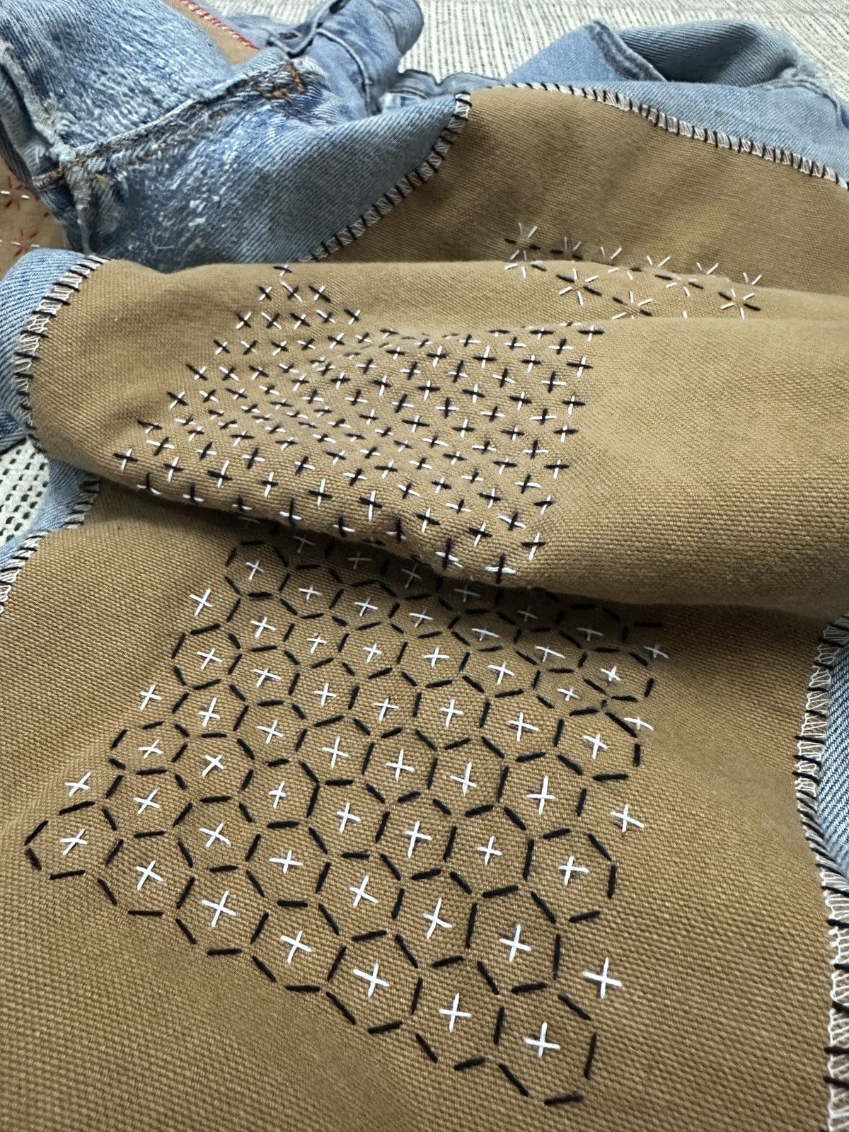 Levi's 🔥 Levis 501 Patchwork Sashiko Reworked Size US 34 / EU 50 - 11 Thumbnail