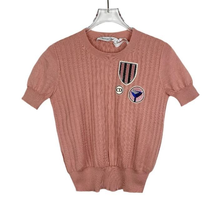 Dior Christian Dior Logo Letter Patch Round Neck T-Shirt (Pink) Size ONE SIZE - 1 Thumbnail