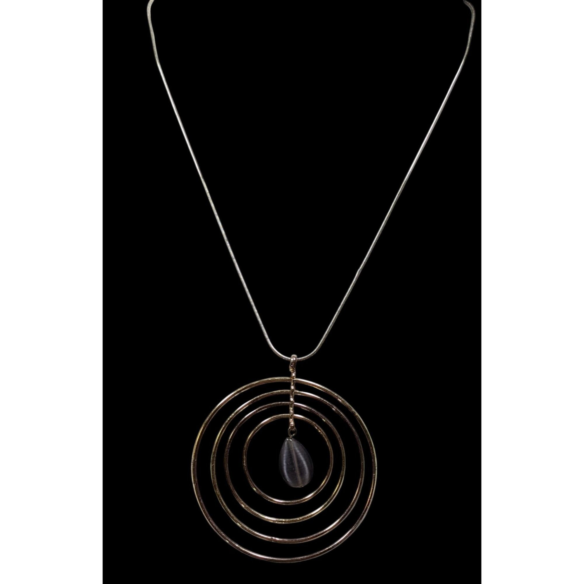 Other Gold & Silver Spiral Tone Pendant Necklace With Teardrop Cha Size ONE SIZE - 2 Thumbnail