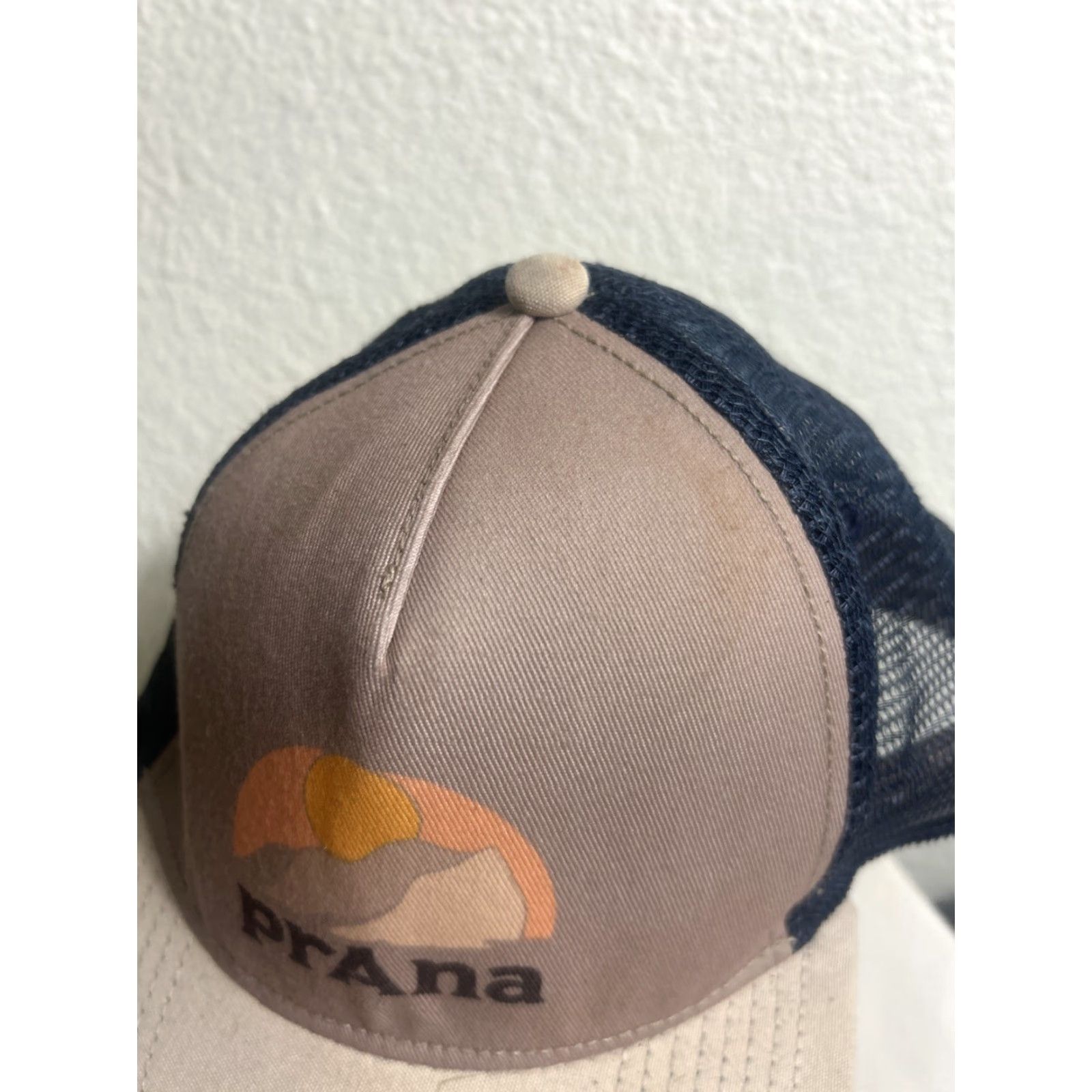 Prana prAna Hat Men’s Trucker Beige & Blue Snap Back Lower Pines Series Outdoor Multicolor One Size Mens Size ONE SIZE - 6 Thumbnail