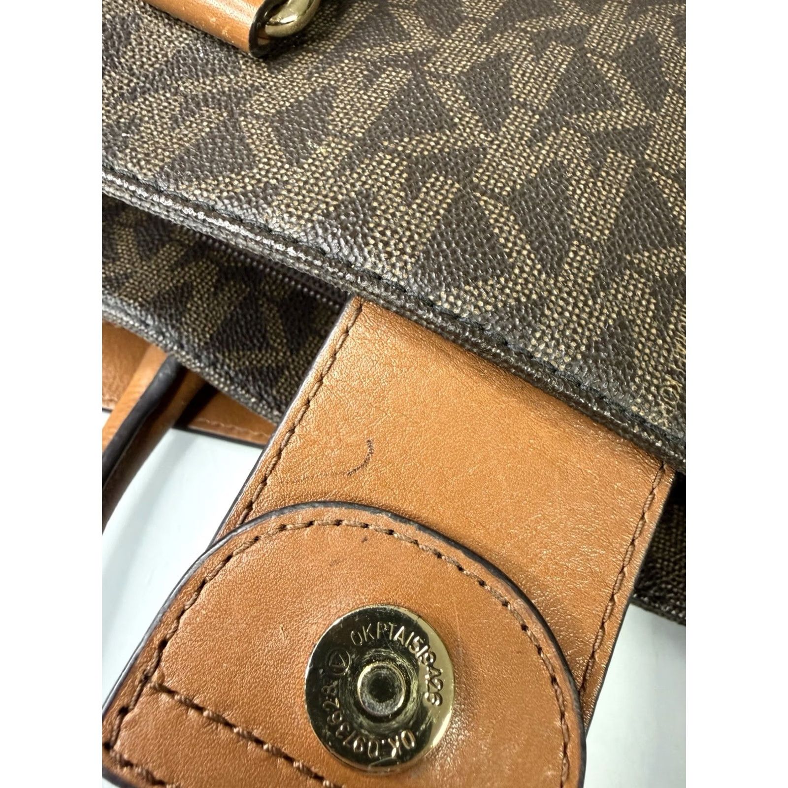 Michael Kors Michael Kors Hamilton East West Brown Leather Purse Handbag Tote MK Logo Print Woman Tote Brown Logo MK Hamilton East West Leather Purse Women Size ONE SIZE - 8 Thumbnail