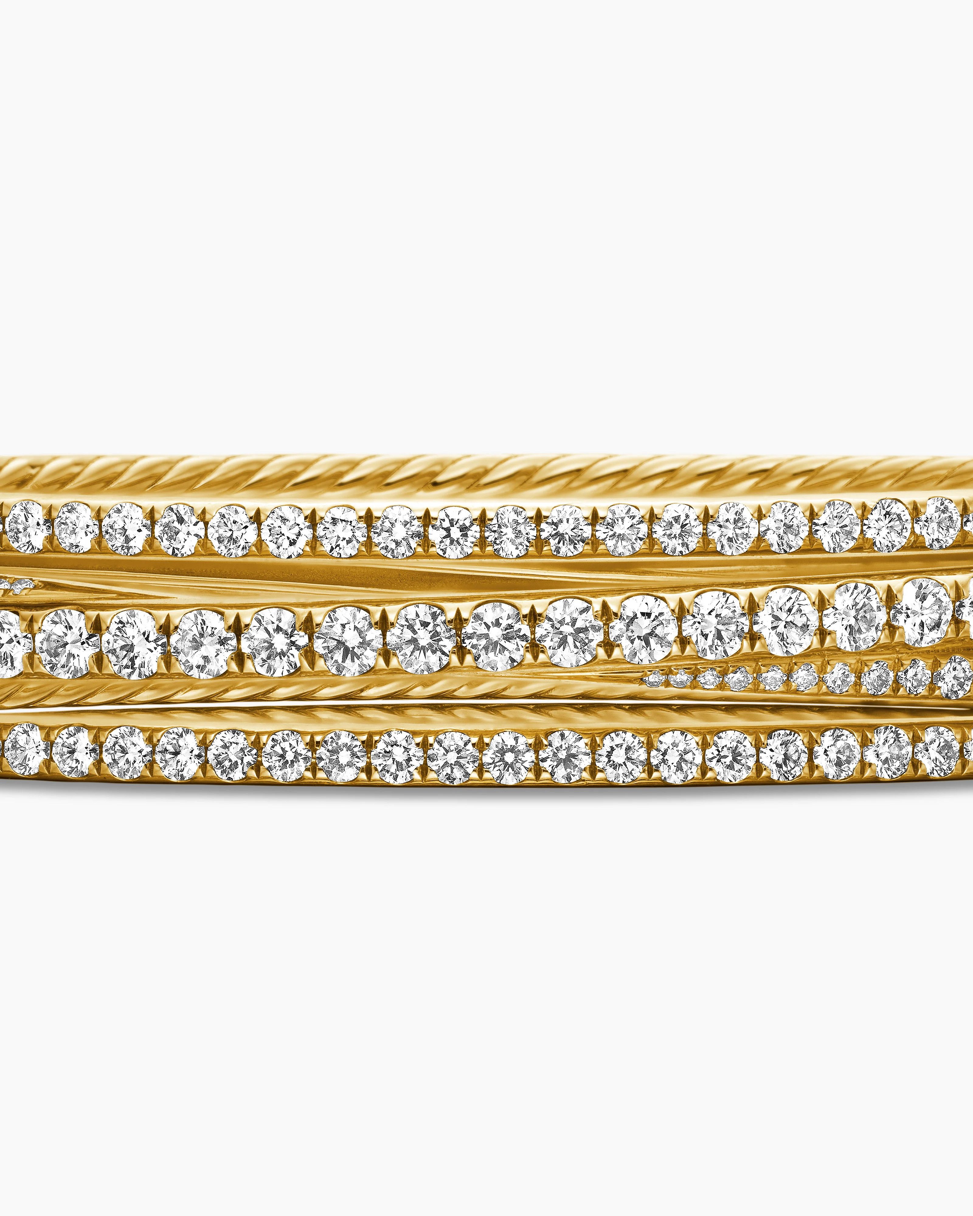David Yurman oc11z0625 Size: L / Pavé Crossover Three Row Bracelet Gold Size ONE SIZE - 6 Thumbnail