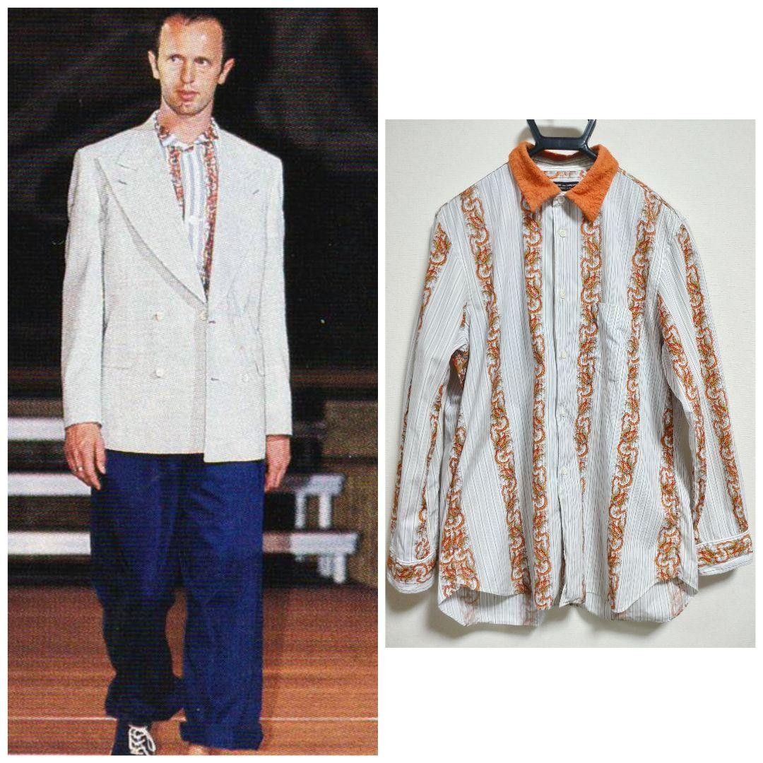 AD1995 Runway Fleece Collar Paisley Striped Shirt