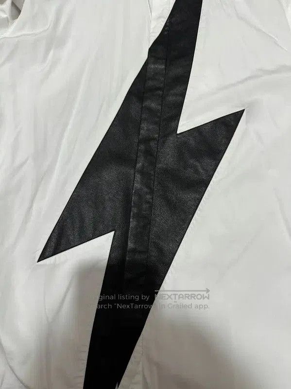 Neil Barrett Neil Barrett White Lightning Logo Shirt . Size US S / EU 44-46 / 1 - 3 Thumbnail