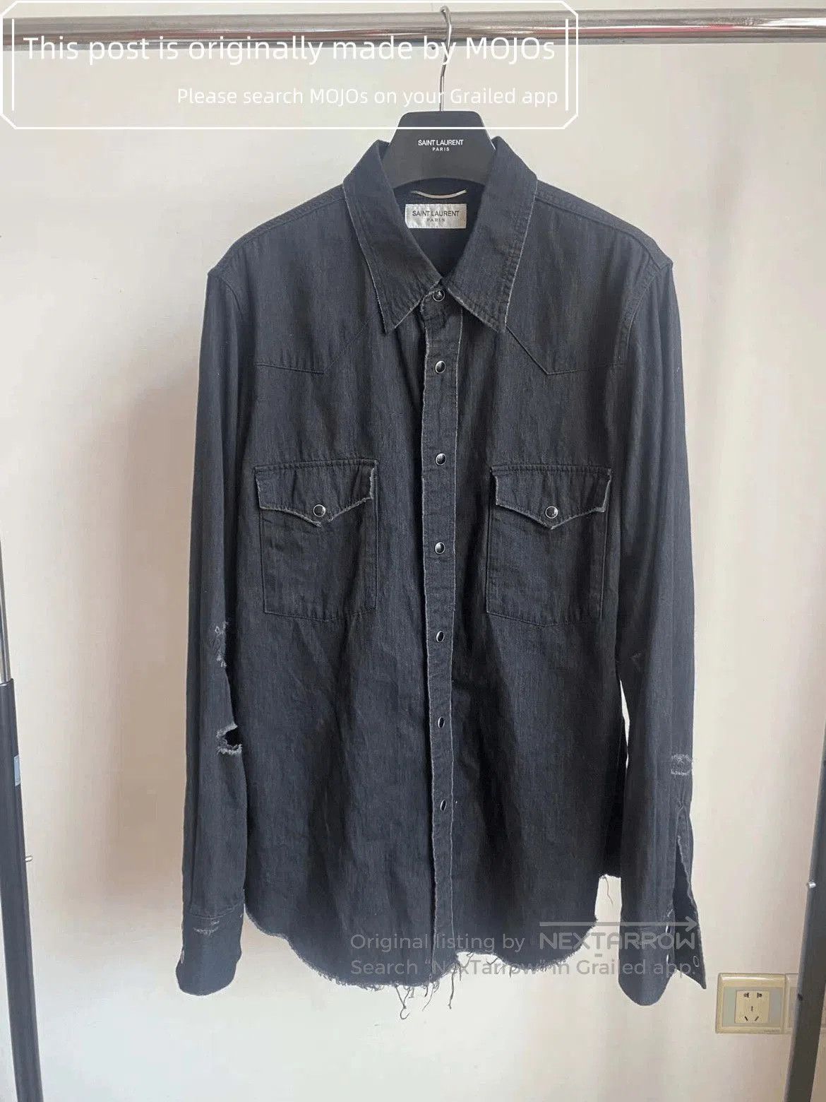 Saint Laurent Paris Saint Laurent Paris 16SS Distressed Patch Denim Shirt mojos Size US M / EU 48-50 / 2 - 1 Thumbnail
