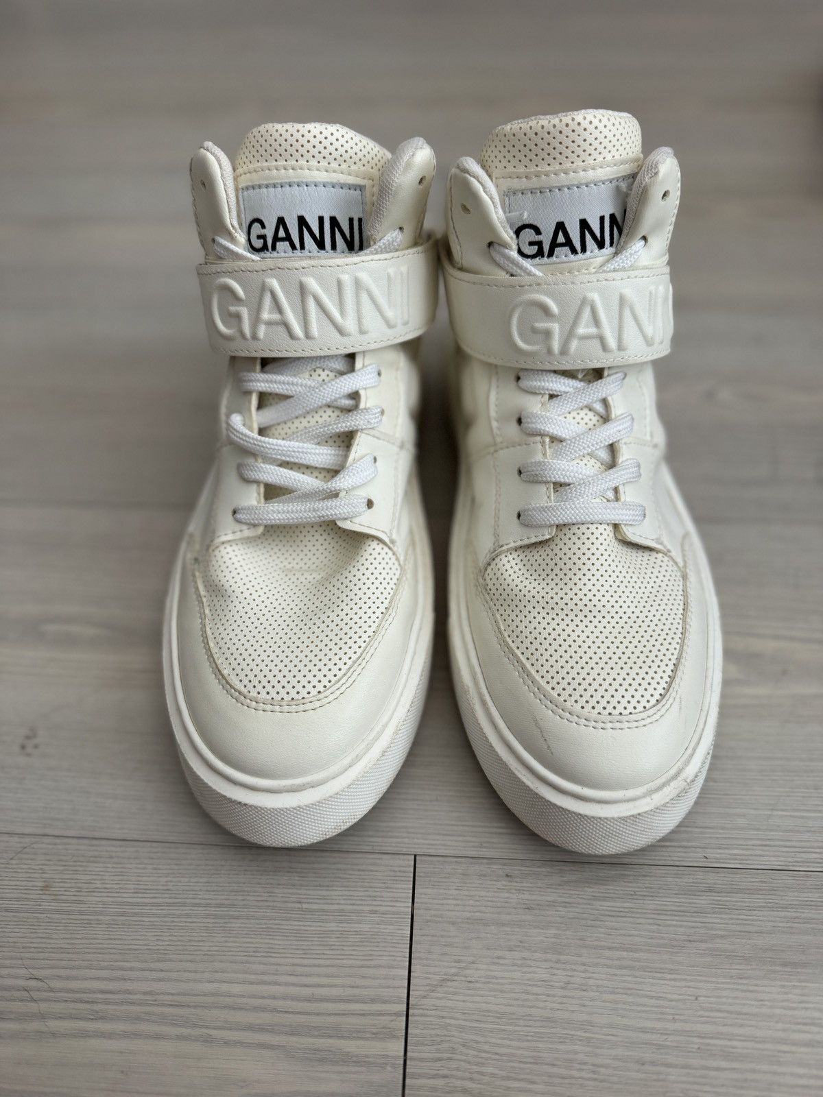 Ganni GANNI White Sporty Mix High-Too Sneakers EU 39 Size US 9 / IT 39 - 2 Thumbnail