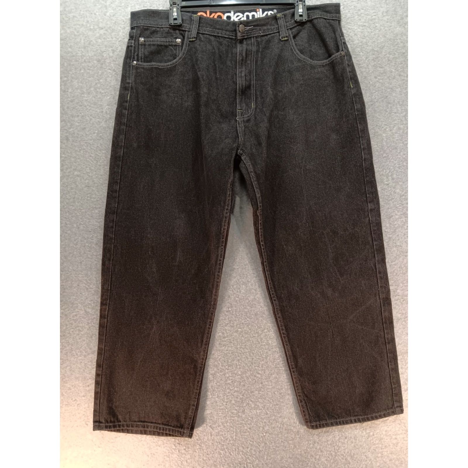 Akademiks VINTAGE Akademiks Jeans 44x34 Black Denim Wide-Leg Mens 5-Pocket Logo Embroidered Y2K Hip Hop Skater Spring Summer Fall Winter Size US 44 / EU 60 - 2 Thumbnail