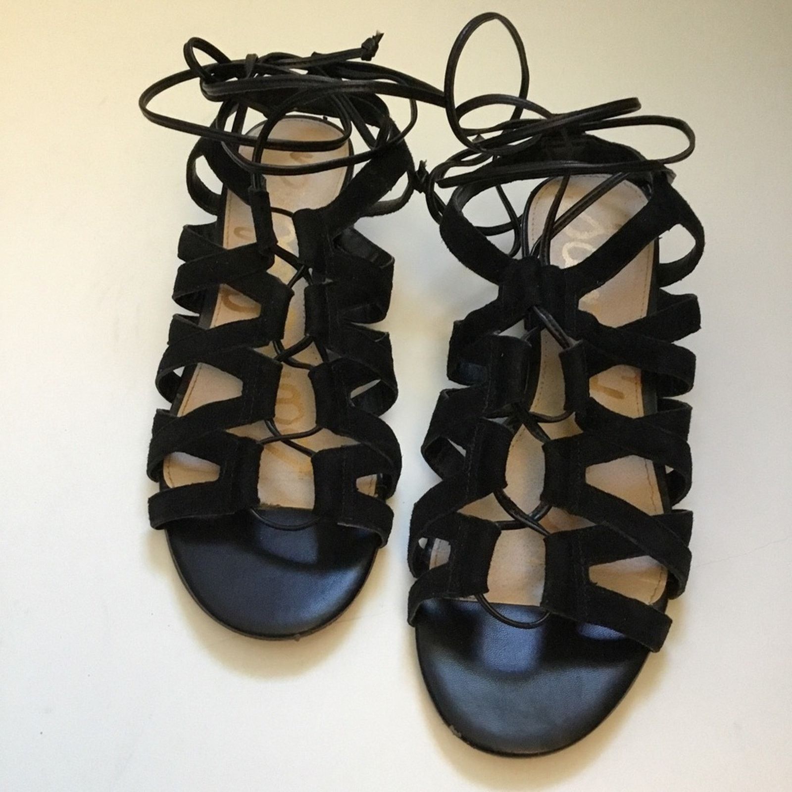 Sam Edelman Sam Edelman Black Suede Sandals with Laces Size US 6 / IT 36 - 6 Thumbnail