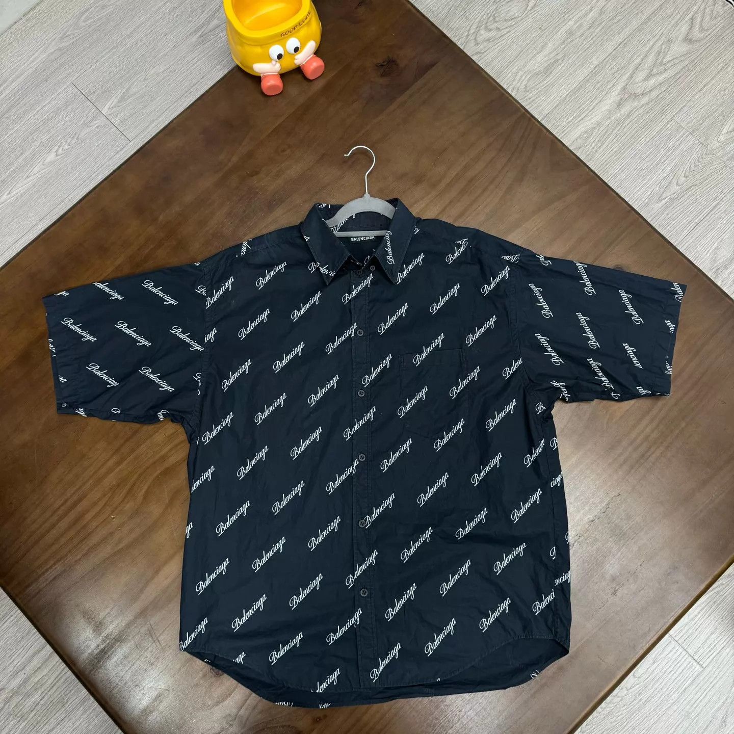 Balenciaga Balenciaga All Over Print Navy Blue Short Sleeve Shirt 37 Xs Size US XS / EU 42 / 0 - 1 Thumbnail