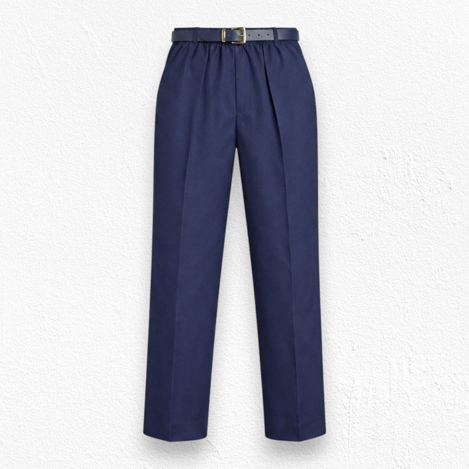 Vintage Vintage Navy Wool High Rise Belted Career Trousers Size 18 Size 40" / US 18 - 1 Thumbnail
