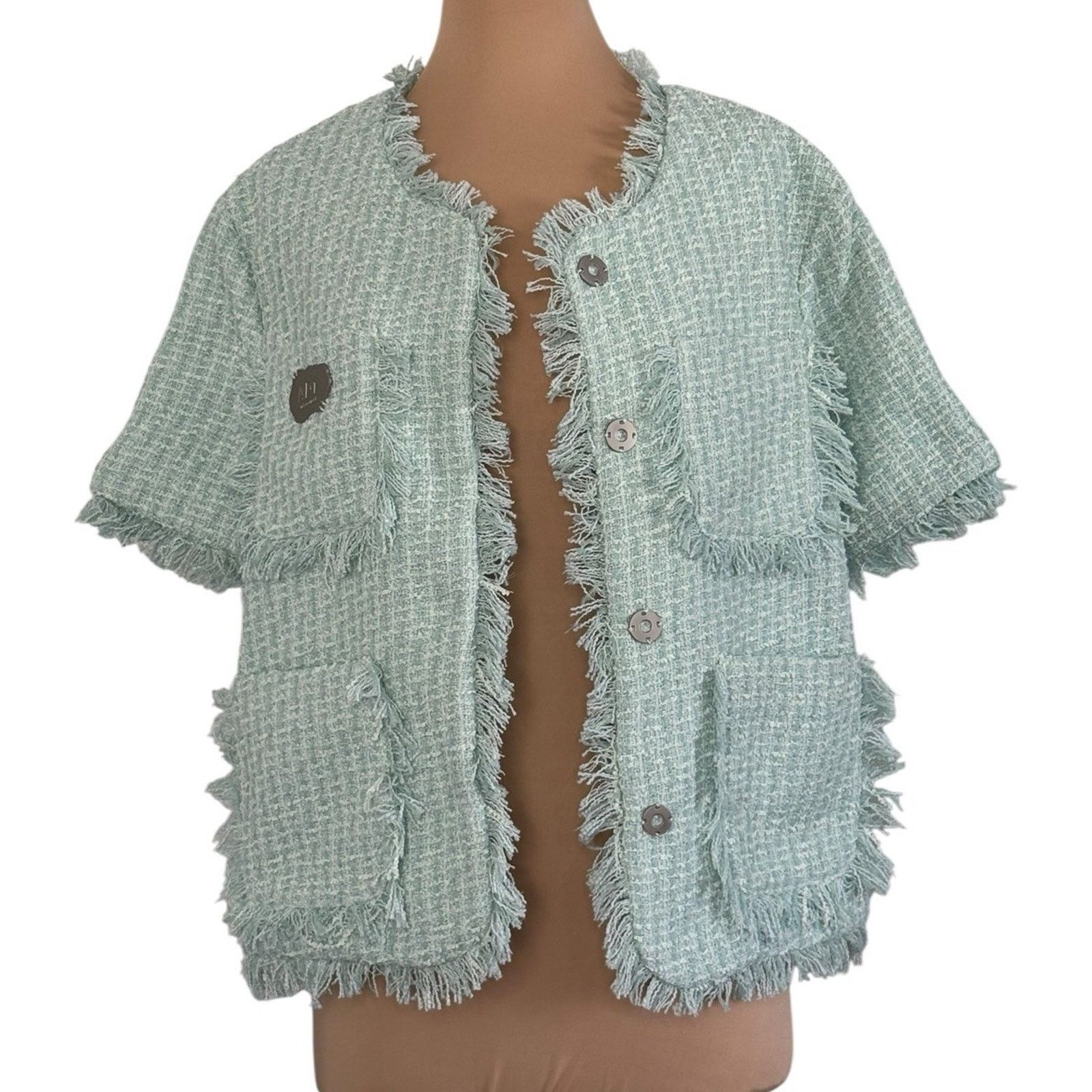 Other RIXO STREET Mint Tweed Wool Fringe Designer Blazer Jacket M Size M / US 6-8 / IT 42-44 - 3 Thumbnail