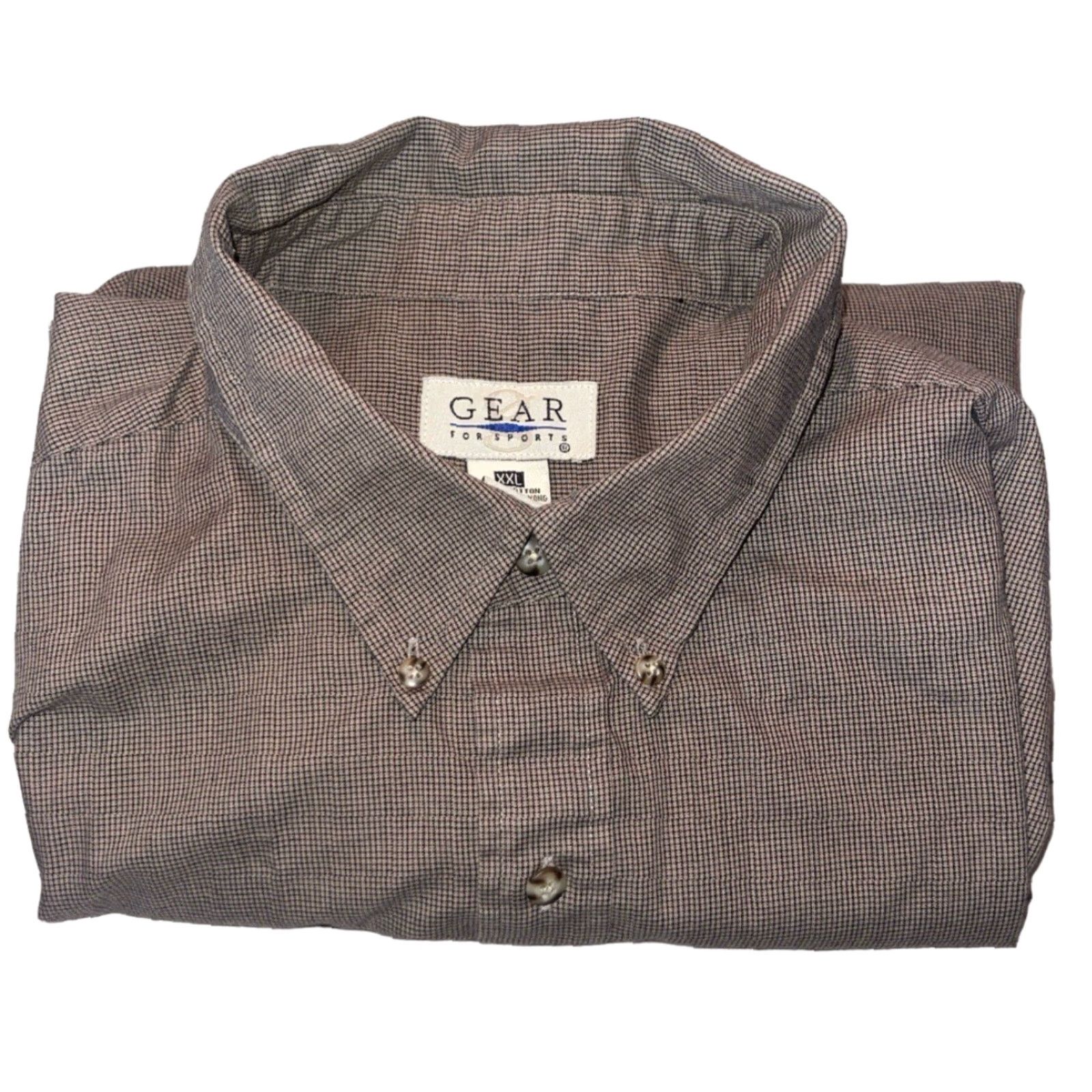 Vintage Gear For Sports Men's Shirt XXL Long Sleeve Button-Up Tan Brown Check Shirt Size US XXL / EU 58 / 5 - 3 Thumbnail