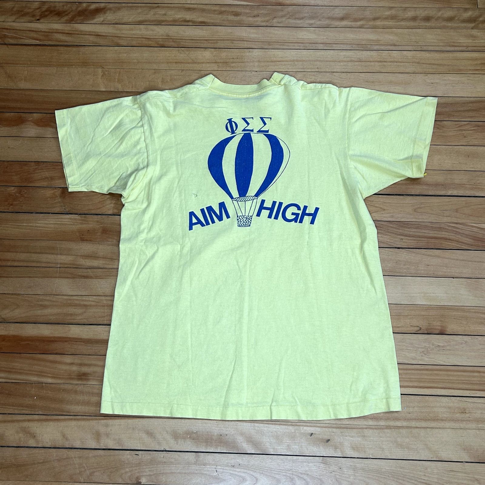 Vintage Vintage 80s Yellow Fraternity T-Shirt Size US L / EU 52-54 / 3 - 1 Thumbnail