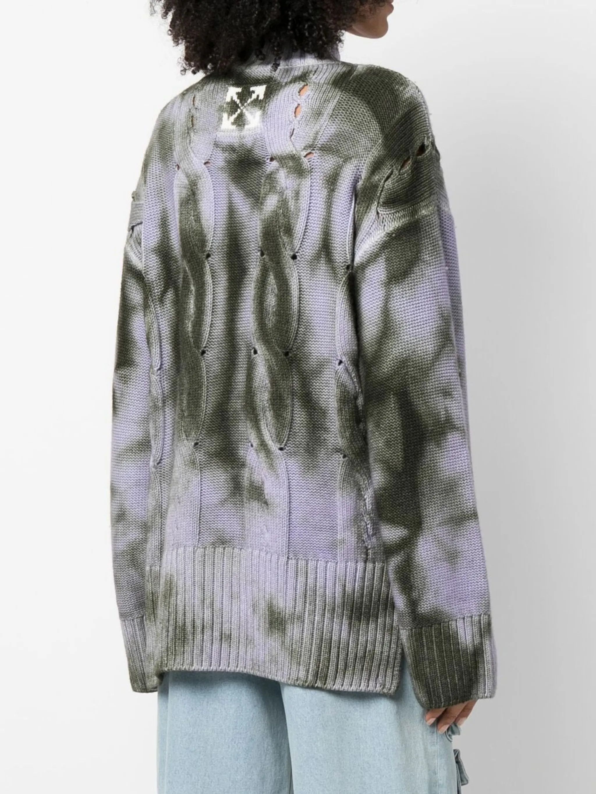 Off-White o1gr1nt0125 Tie Dye Turtleneck Sweater in Military Size XS / US 0-2 / IT 36-38 - 4 Thumbnail