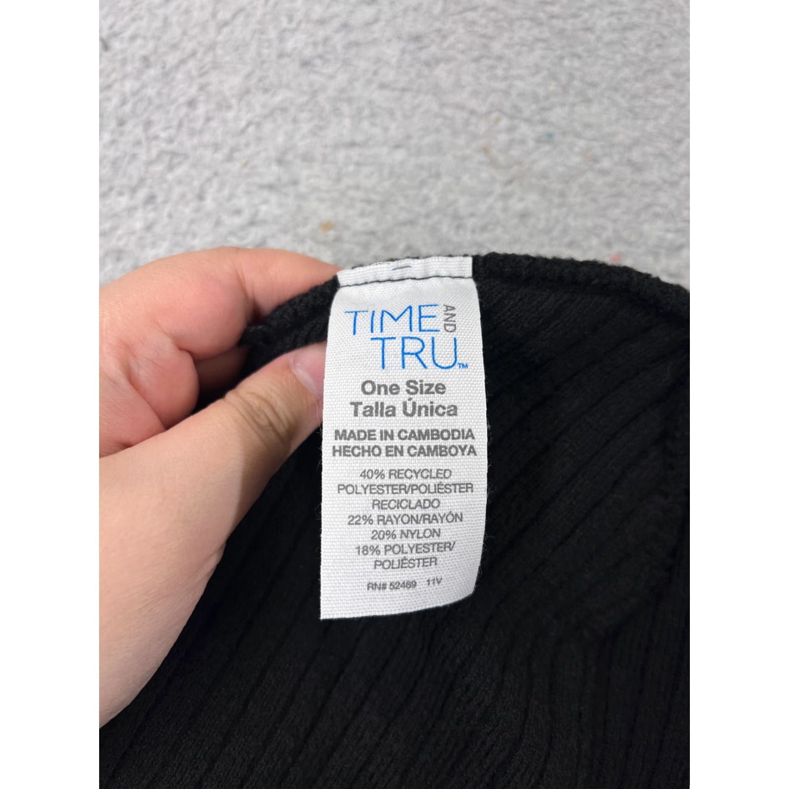 Vintage Time And Tru Beanie Womens One Size Black Ribbed Knit Polyester Blend Ski Size ONE SIZE - 7 Thumbnail