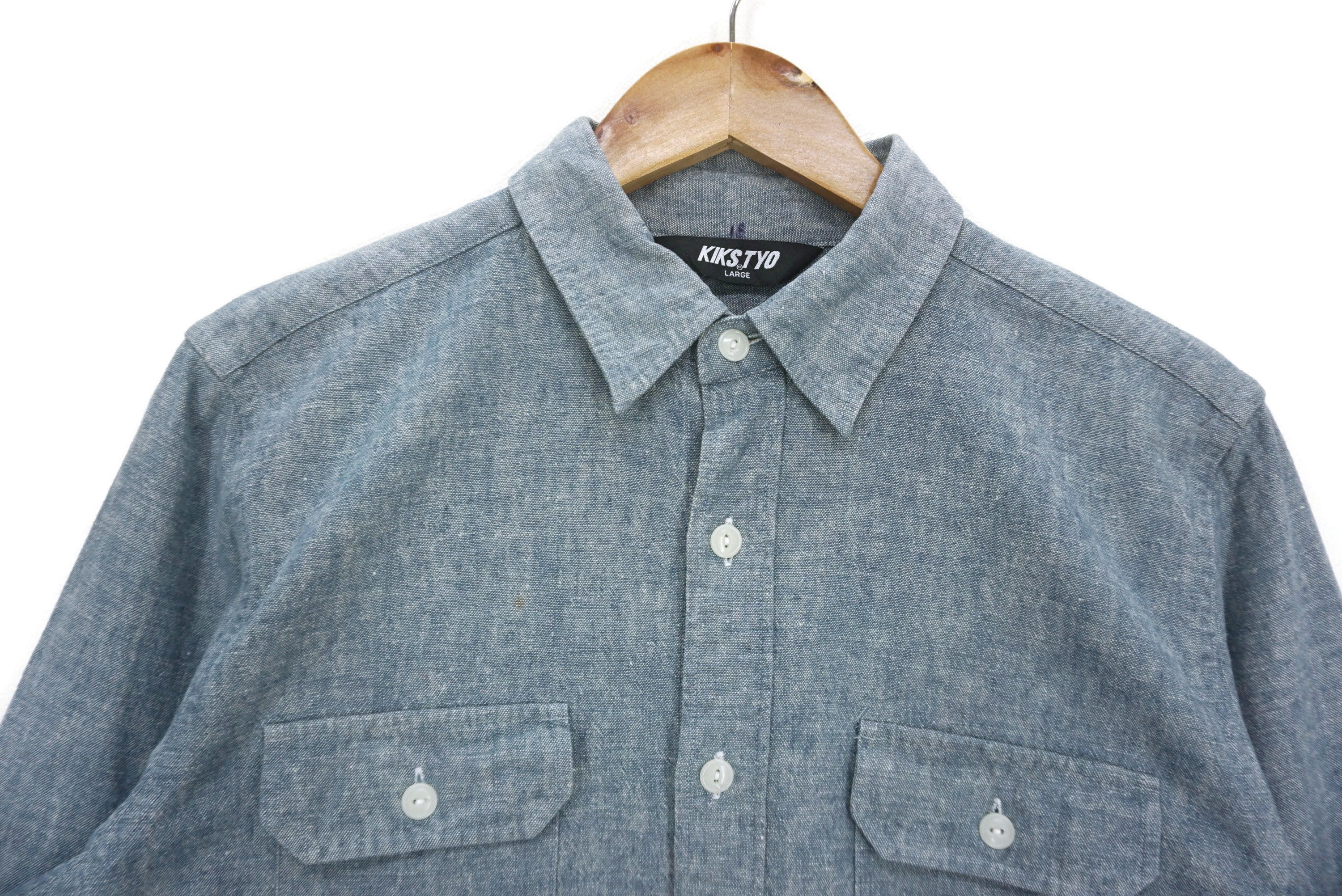 Japanese Brand KiksTyo Western Shirt Scripted Embroidery Flax Blend Shirt Size US L / EU 52-54 / 3 - 3 Thumbnail
