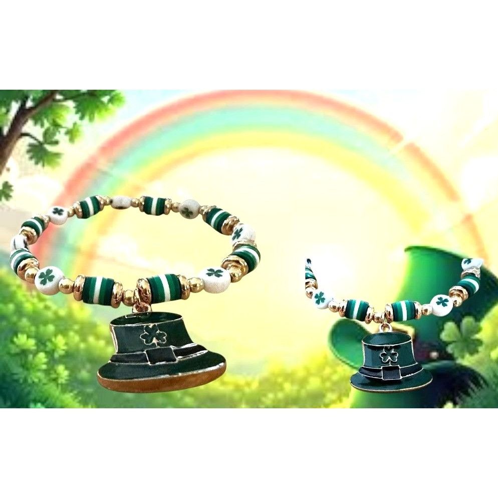 Handmade St Patricks Day Bracelet New Beaded Leprechaun Har Shamrock Size ONE SIZE - 9 Thumbnail
