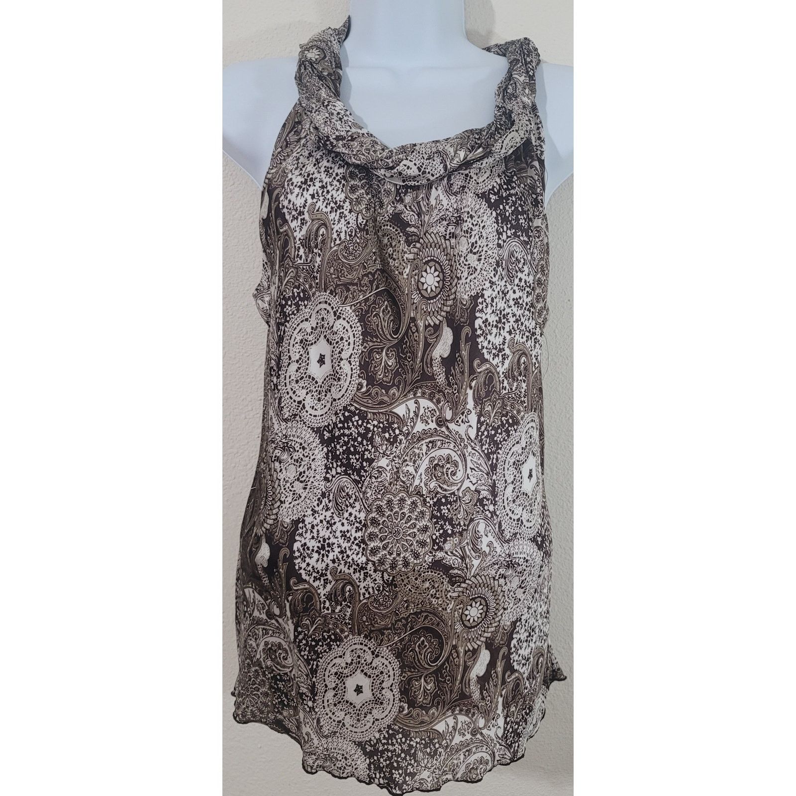 Other Dressbarn Brown White Floral Rolled Collar Shirt Medium Size M / US 6-8 / IT 42-44 - 1 Thumbnail