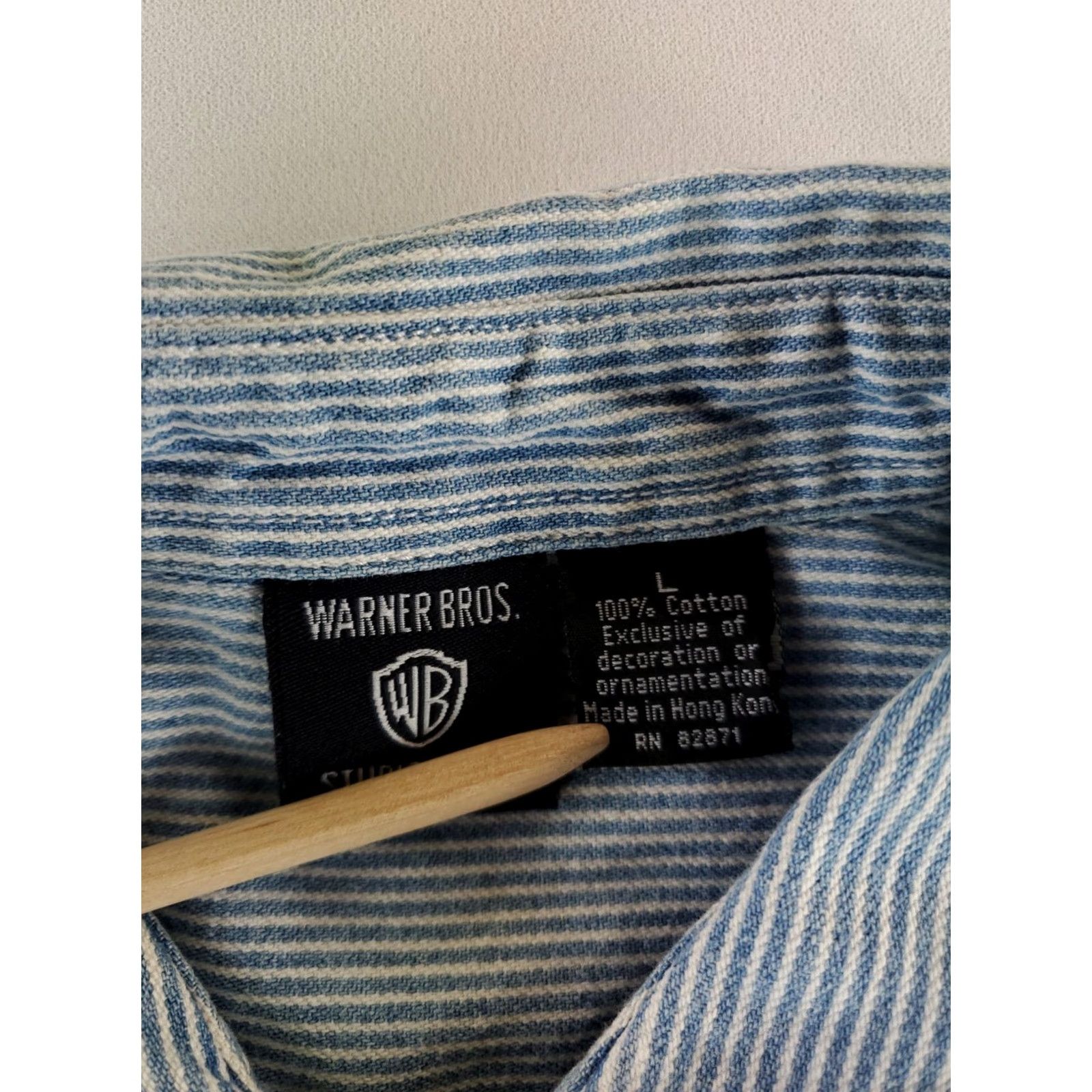Vintage Looney Tunes Warner Bros Button Down Denim Shirt Striped Embroidered Mens L Blue Shirt Mens L Denim Shirt Size US L / EU 52-54 / 3 - 3 Thumbnail