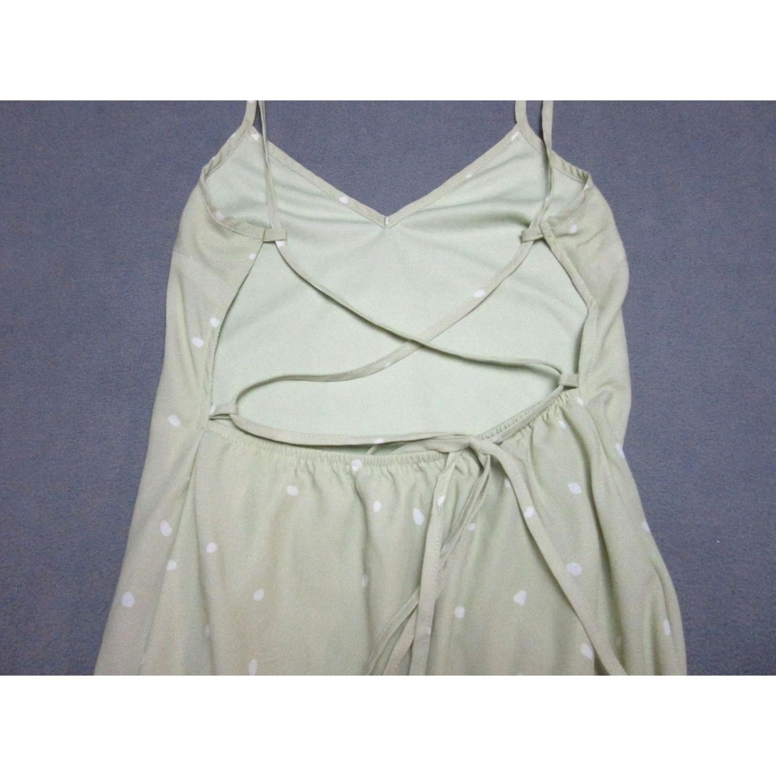 PRINCESS POLLY Princess Polly Dress Womens US 4 Green Polka Dot Spaghetti Strap Open Back Tie Size S / US 4 / IT 40 - 6 Thumbnail