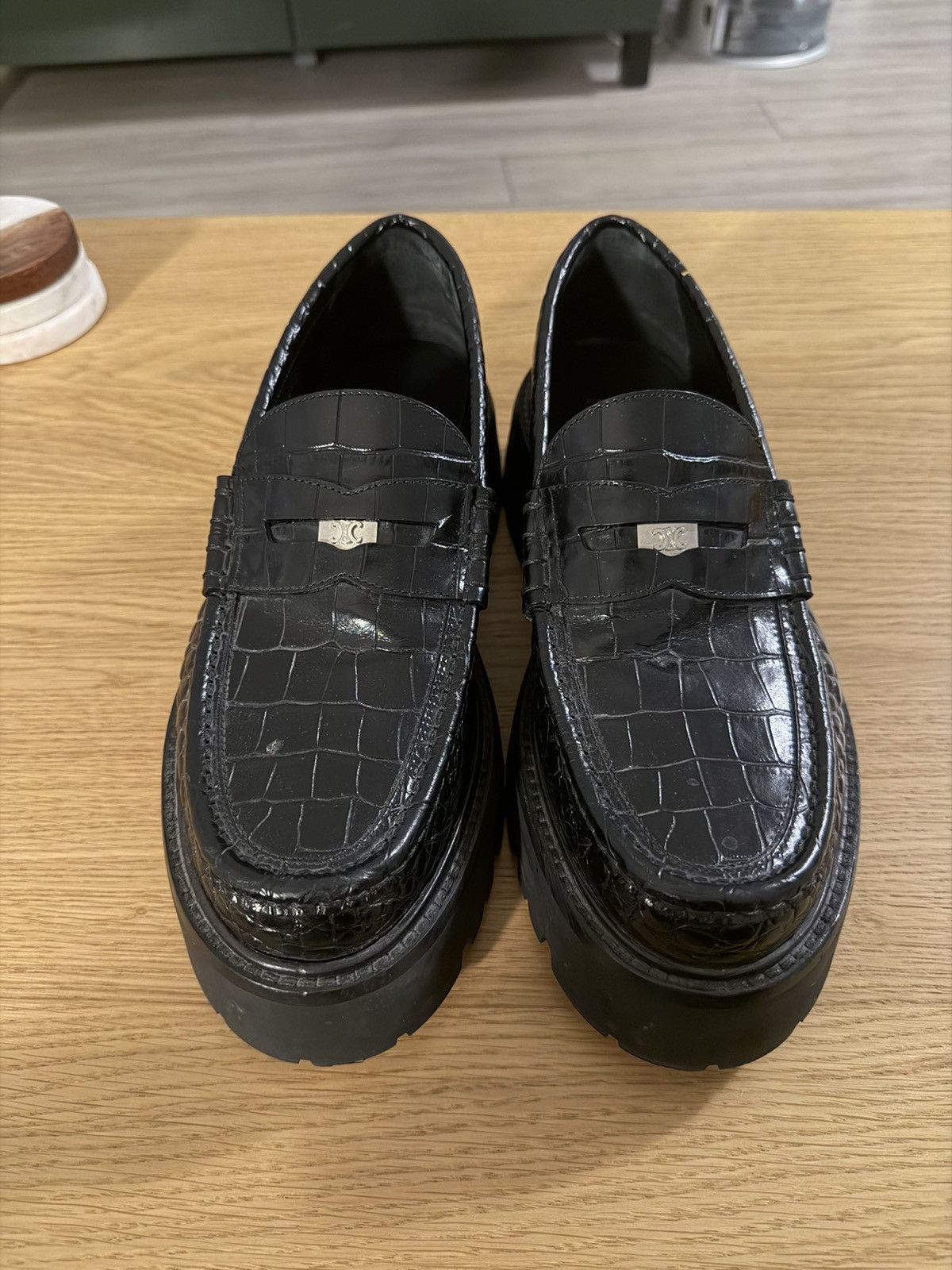 Celine Bulky Crocodile Stamped Calfskin Penny Loafer Size US 9 / EU 42 - 1 Thumbnail