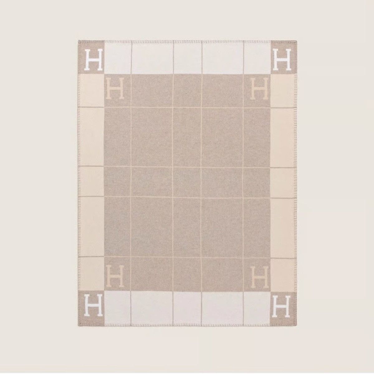 Hermes Hermes Avalon III Beige Wool Throw Blanket Size ONE SIZE - 5 Thumbnail