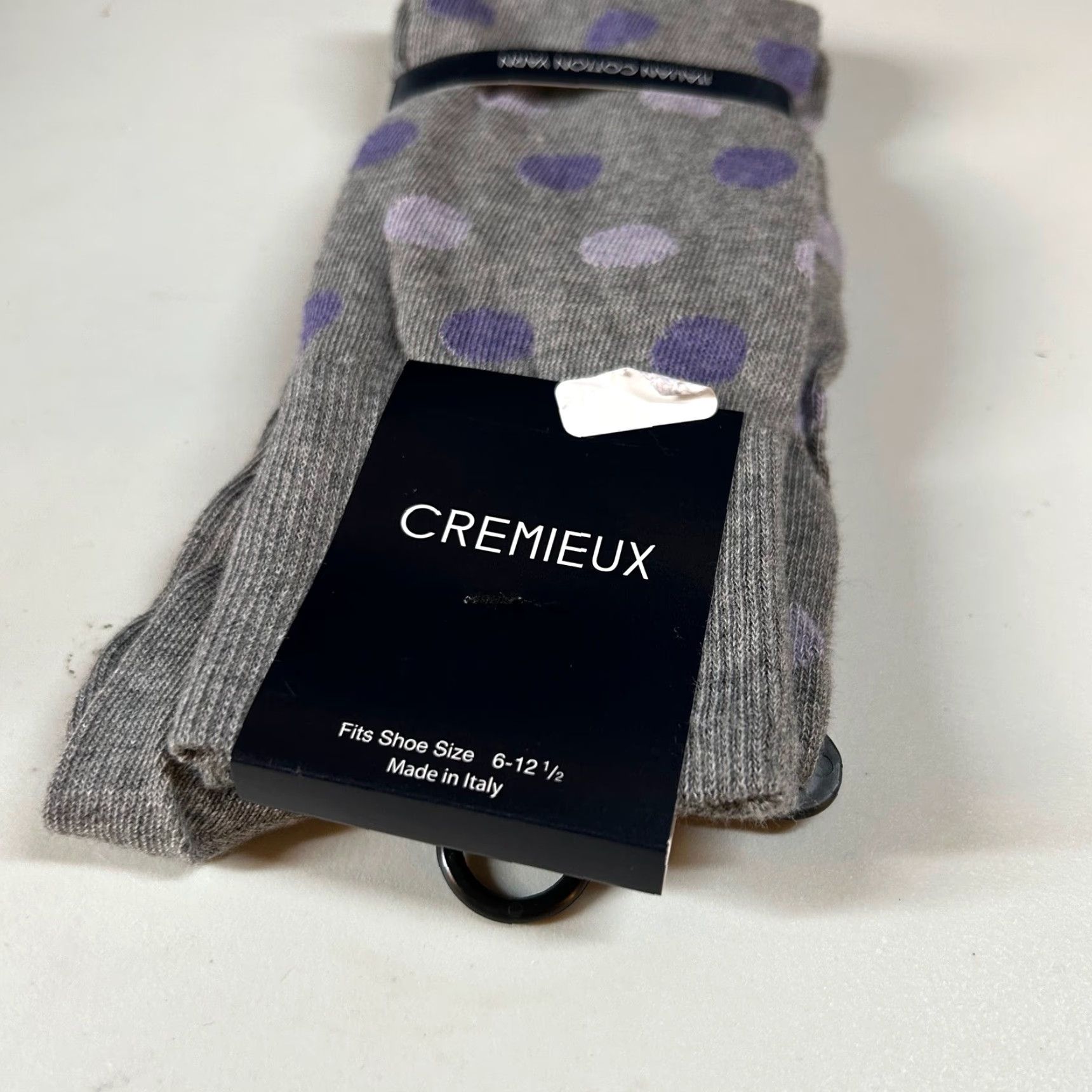Cremieux VINTAGE Cremieux Italian Cotton Yarn Dress Socks Polka Dot Gray Purple Size 6-12.5 Mens Socks Size ONE SIZE - 3 Thumbnail