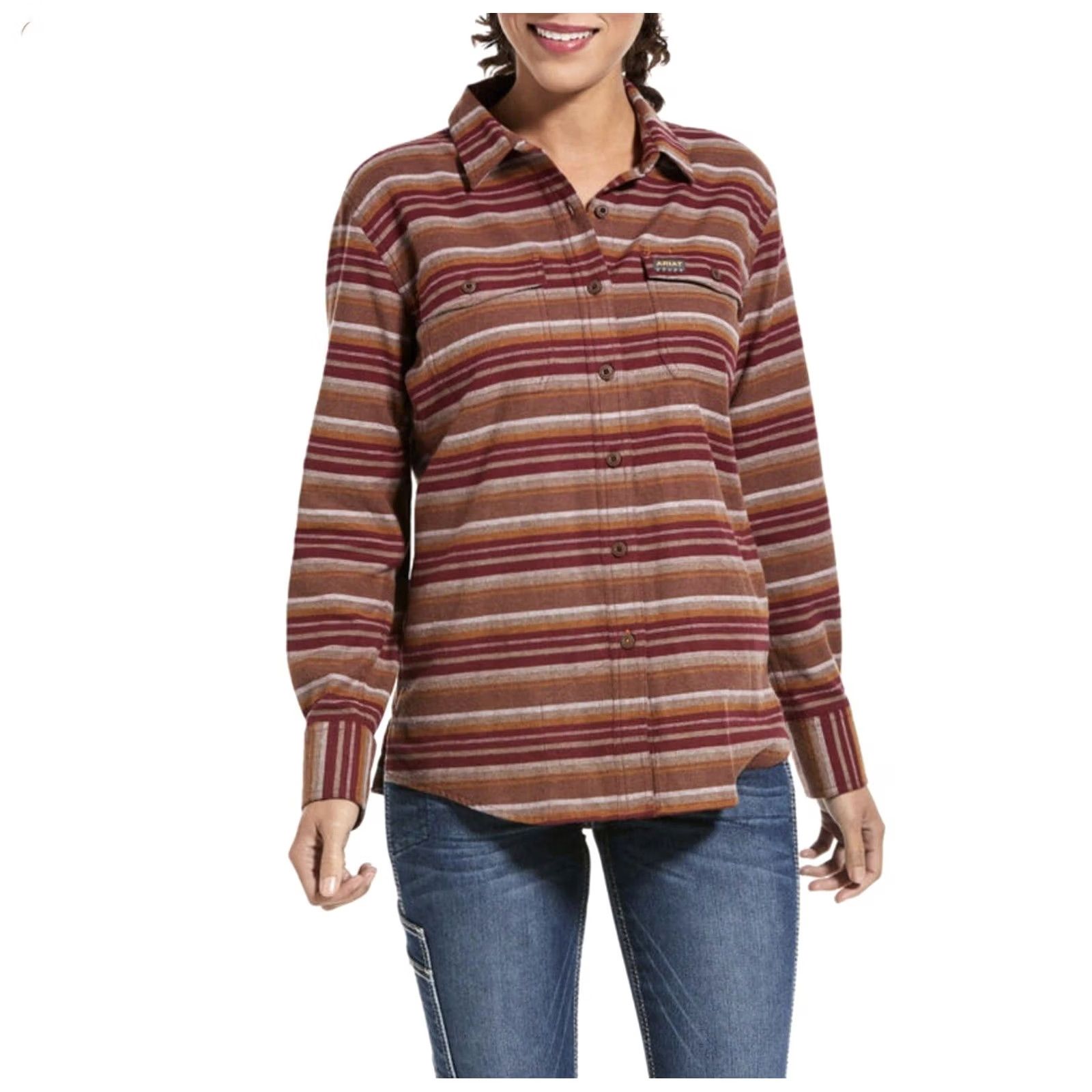 Ariat Ariat Rebar Flannel DuraStretch Work Shirt Women's Size L Multicolor Cotton Spandex Button-Up Casual Sleeve Knit Shirt Men? Size L / US 10 / IT 46 - 2 Thumbnail