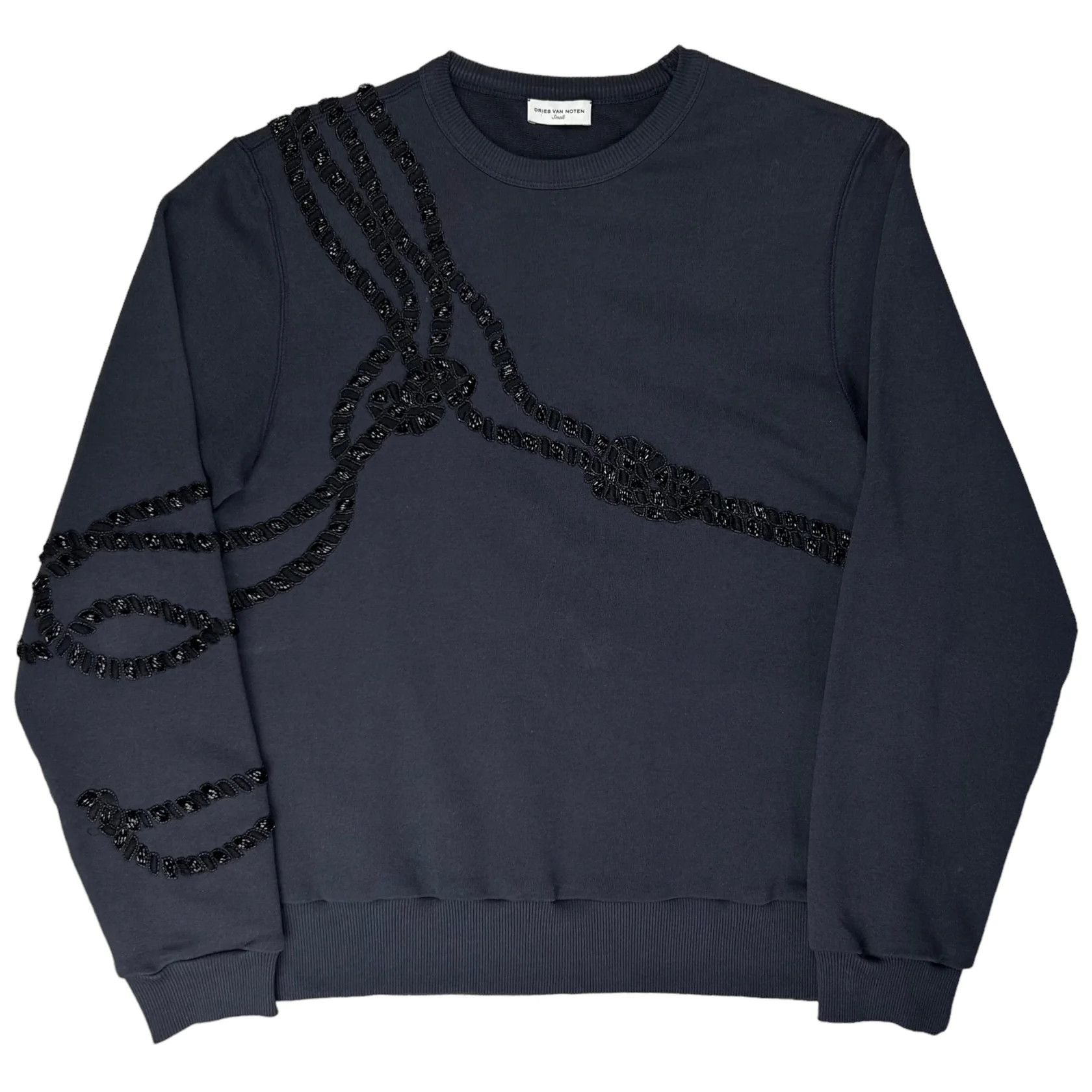 image of Dries Van Noten Embellished Rope Sweater - Aw16 in Dark Blue Navy, Men's (Size Small)