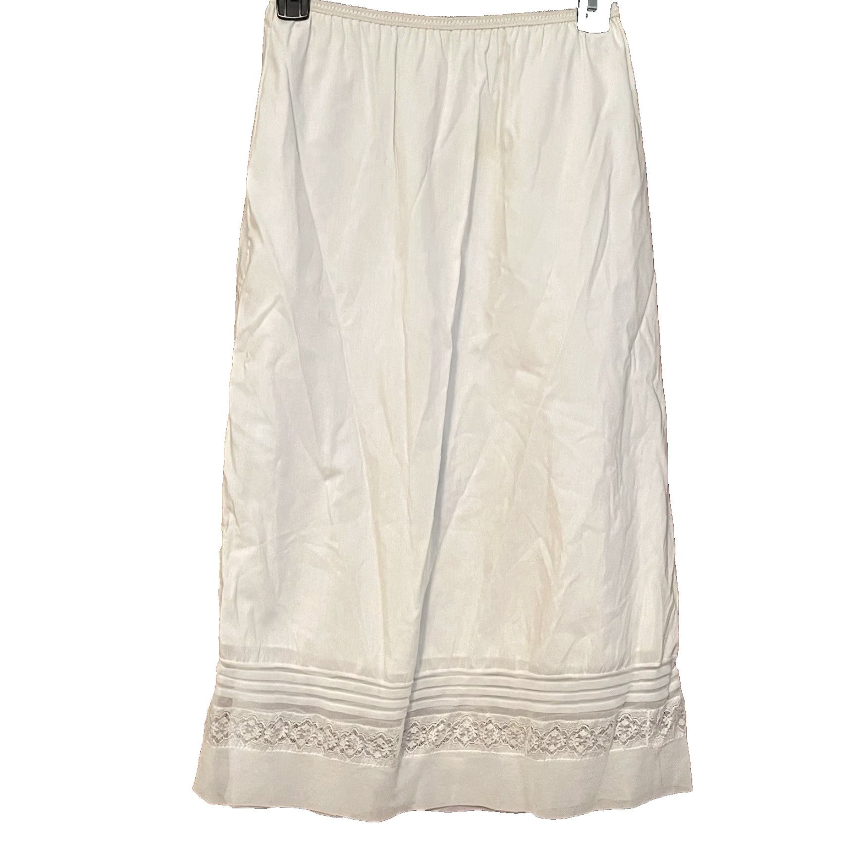 Vintage VINTAGE Aristocraft White Lace Cotton Nylon Long Half Slip Womens Sz S 1960s Size ONE SIZE - 2 Thumbnail