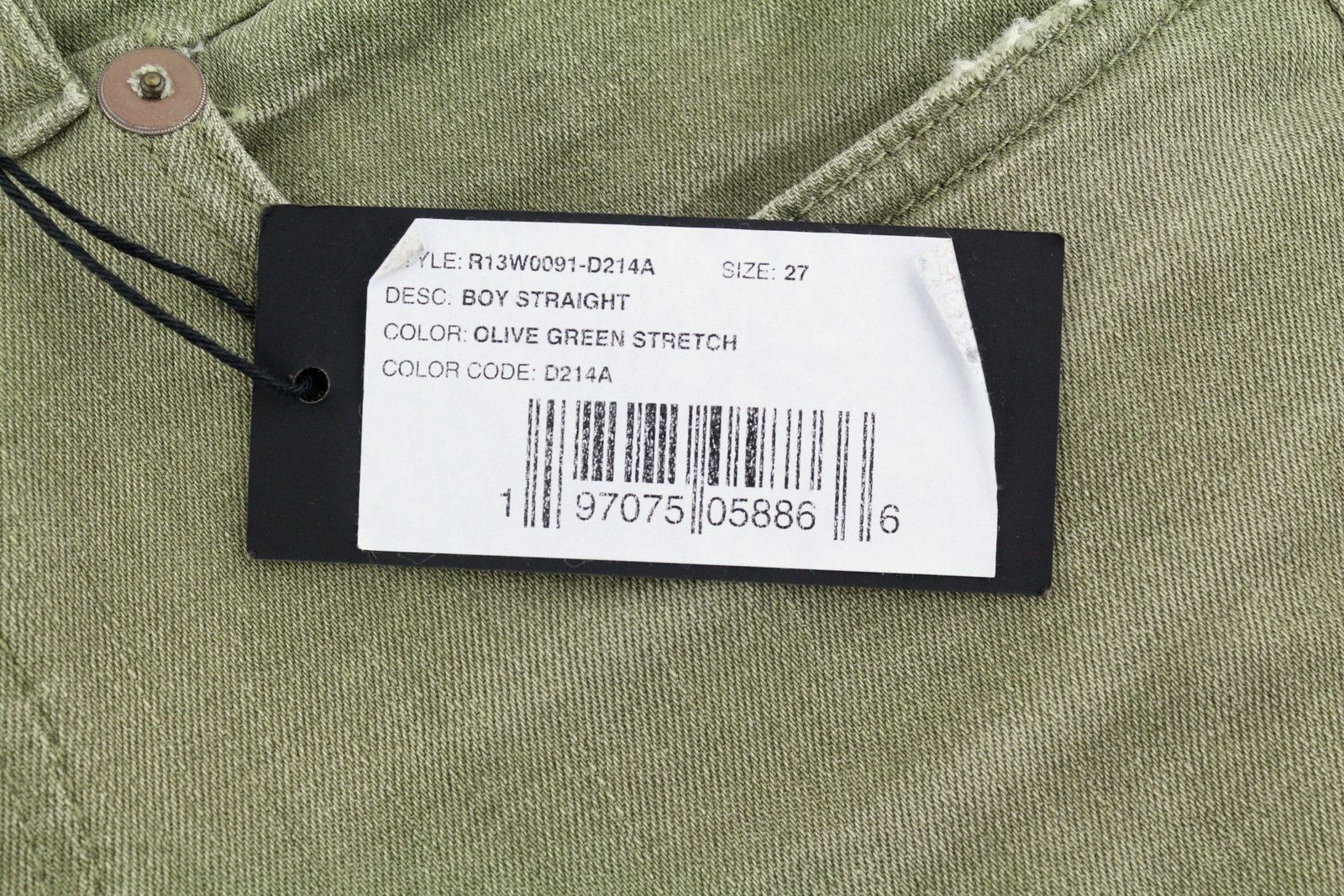 R13 BOY STRAIGHT 27 Cropped Washed Olive Green 84498 Size 27" / US 4 / IT 40 - 7 Thumbnail