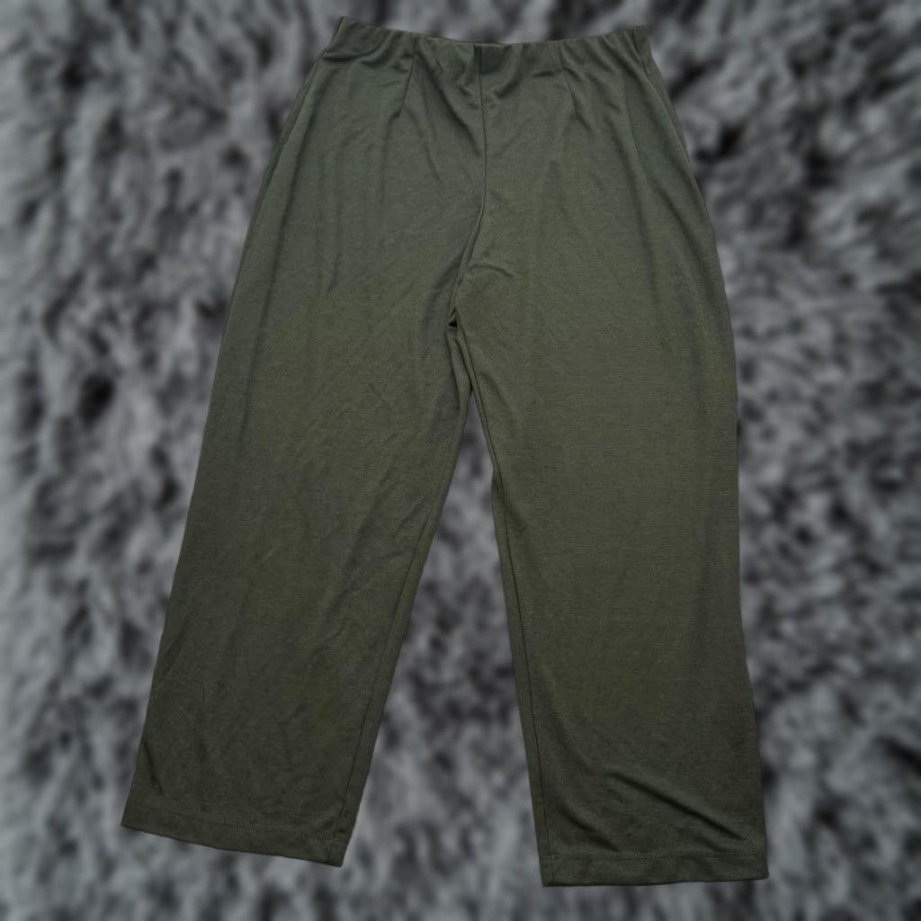 Vintage Susan Graver Pants Womens XL Green Stretch Pull On Straight Leg Lounge 34x29 USA Size 40" / US 18 - 1 Thumbnail