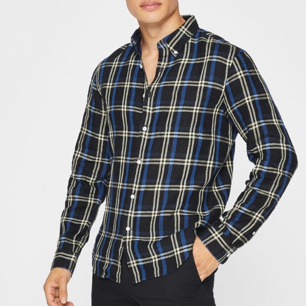 Club Monaco Club Monaco Black Multi Long Sleeve Plaid 100% Linen Button Up Shirt Mens Medium Size US M / EU 48-50 / 2 - 2 Thumbnail